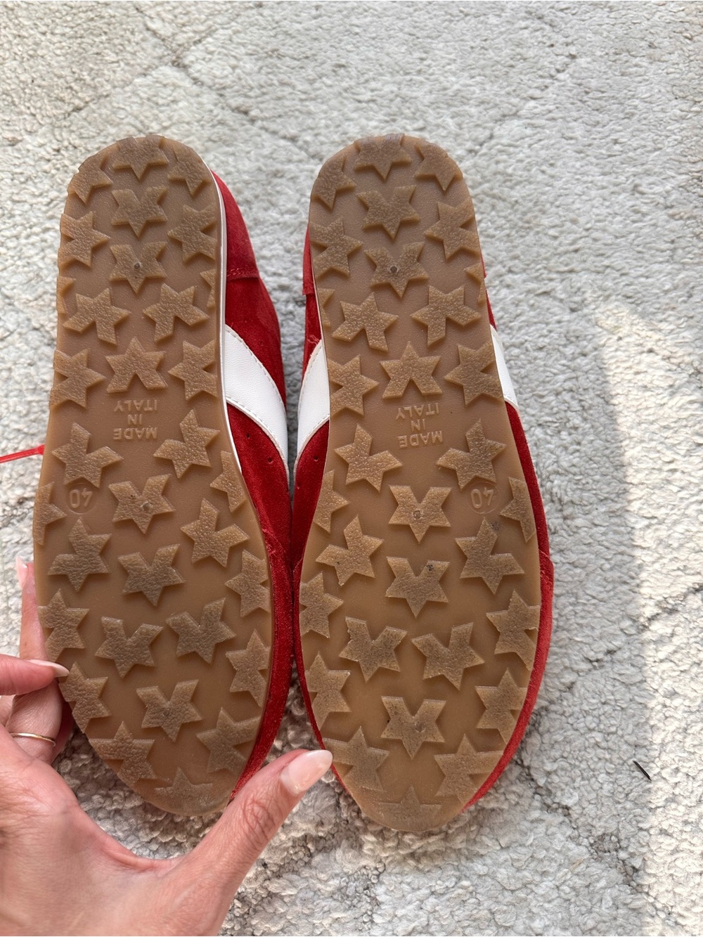 Mila Paoli Red Suede Sneakers with White Stripe - Picture 6 of 8